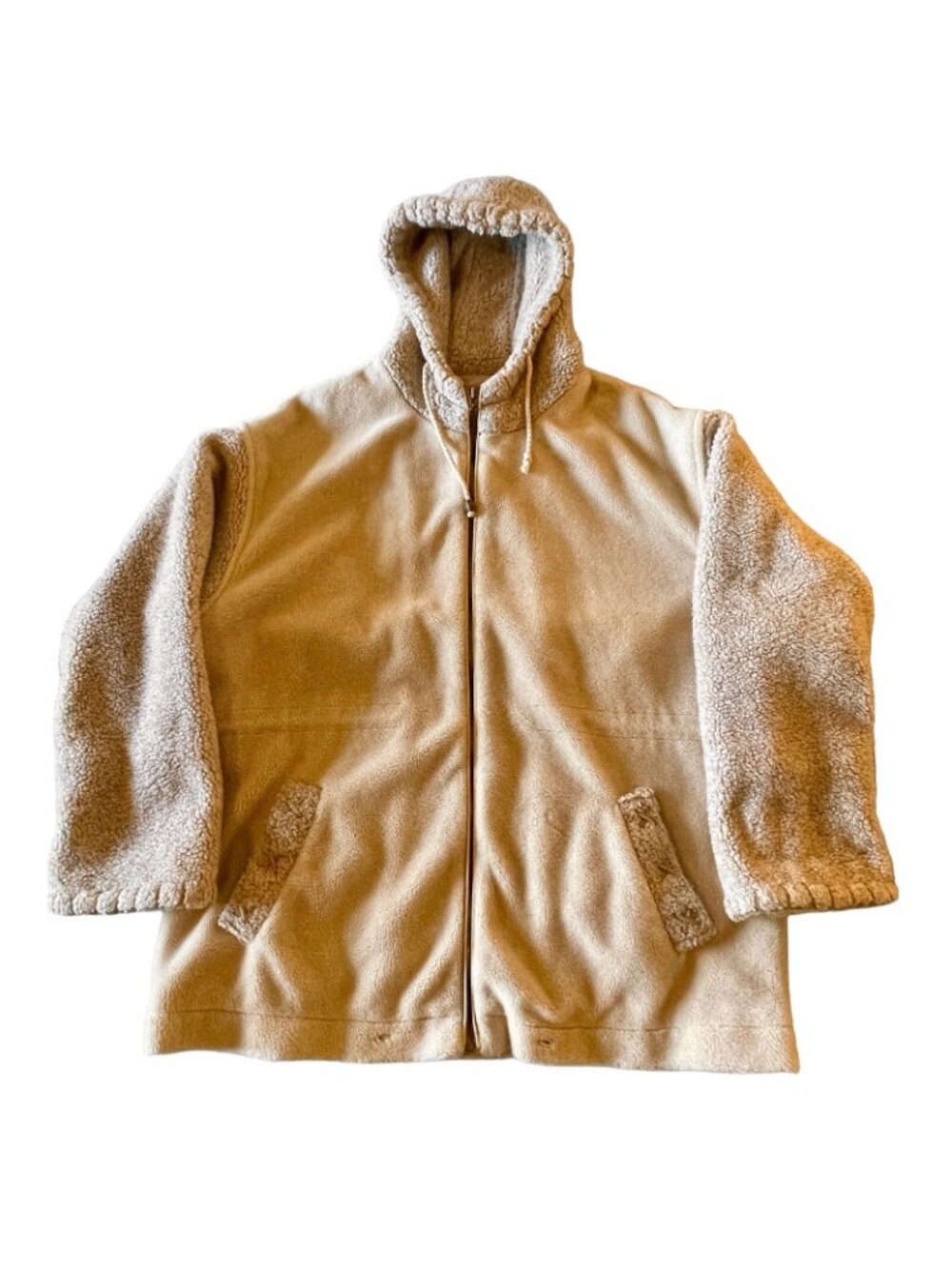 Faux Shearling Women's S/M Jacket Fleece IZZI Outerwear Windbreaker Lining Hood - Picture 6 of 13
